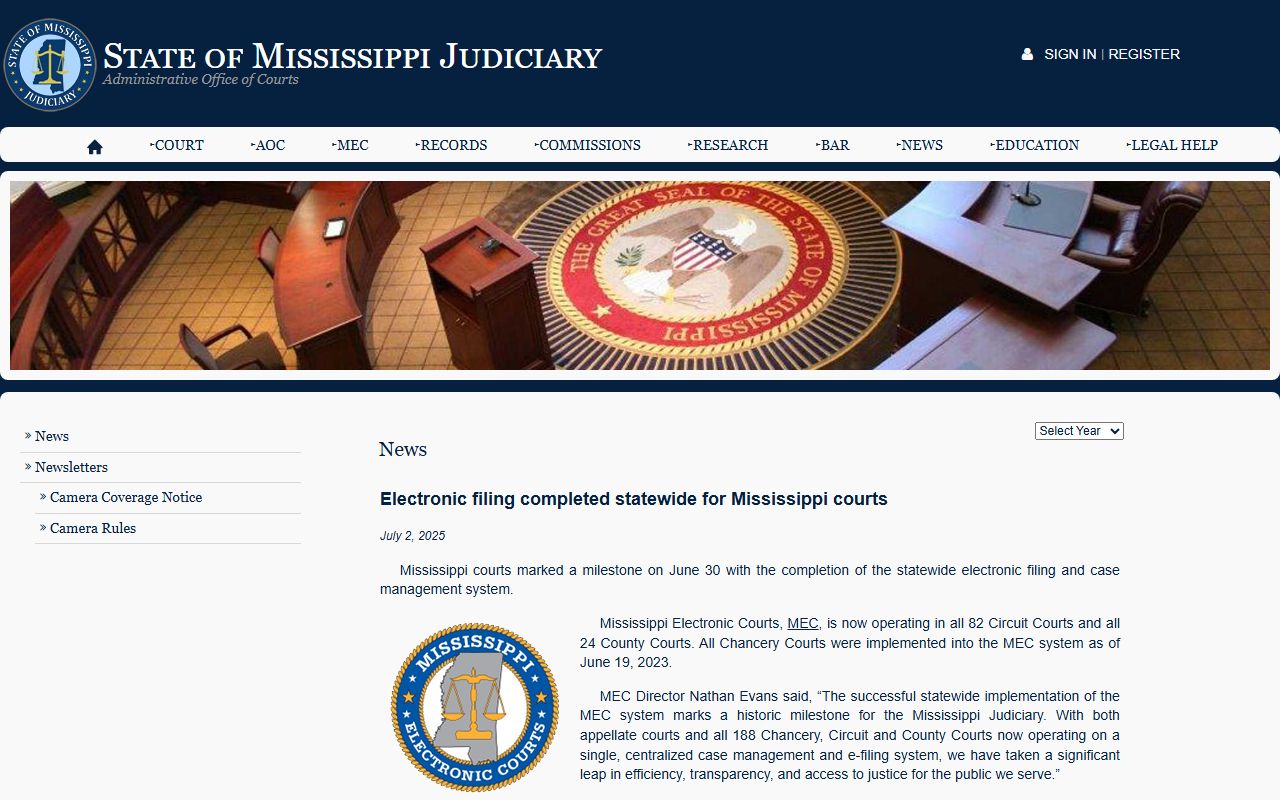 Statewide electronic filing news tied to Calhoun County court records access
