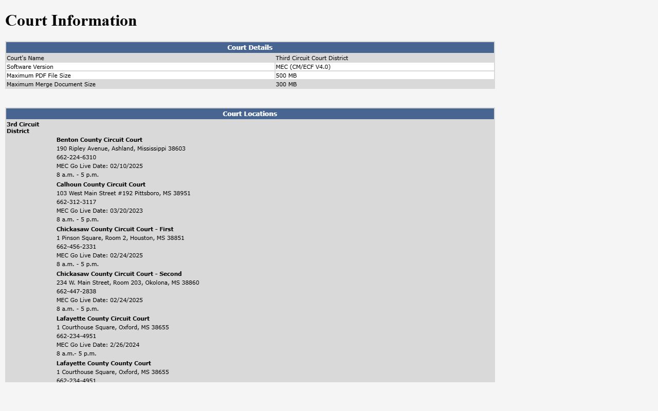 Calhoun County Circuit Court MEC information for court records access