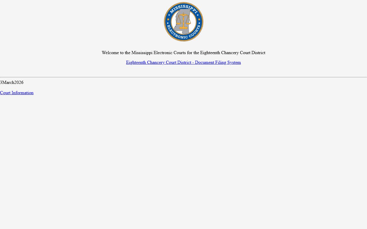 Eighteenth Chancery MEC portal holding Calhoun County court records