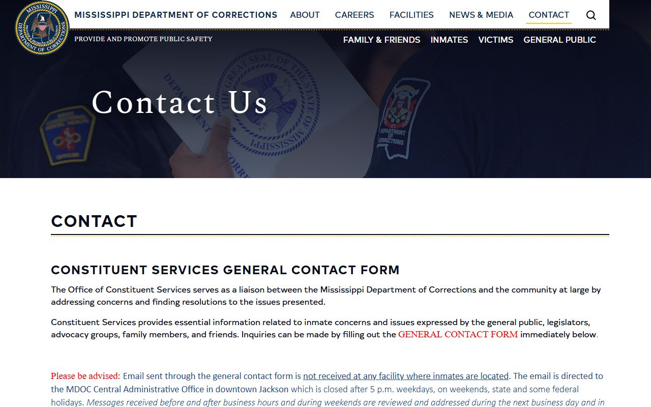 Calhoun County inmate records contact details on the MDOC contact page