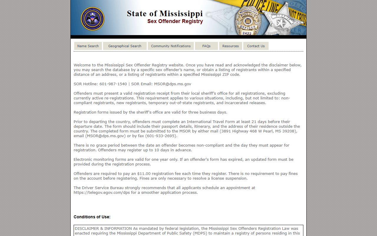 Calhoun County inmate records and Mississippi sex-offender registry search