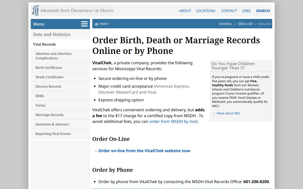 Calhoun County marriage and divorce records online and phone ordering through MSDH