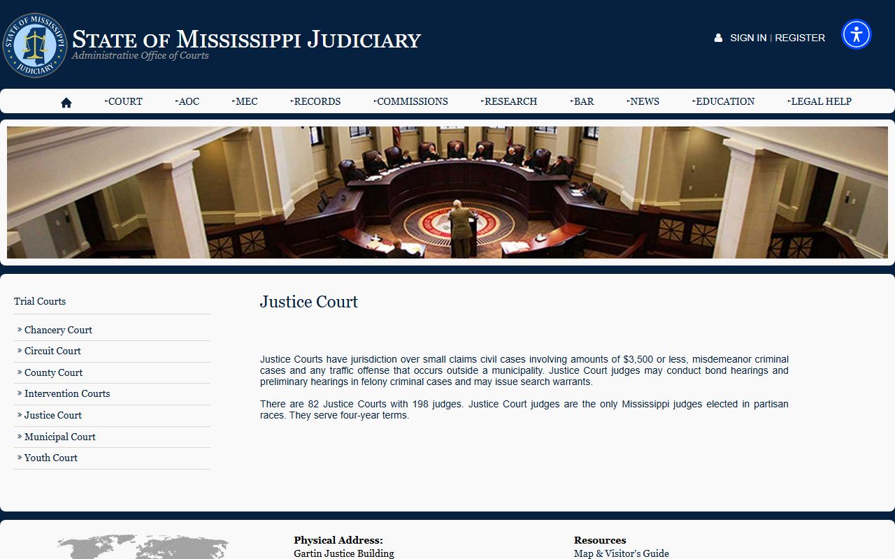 Calhoun County traffic court records Justice Court jurisdiction