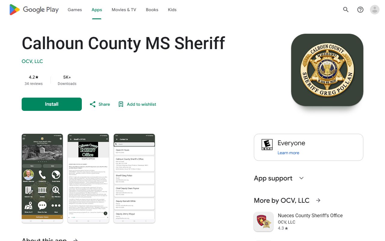 Calhoun County Sheriff warrant alert app Android listing
